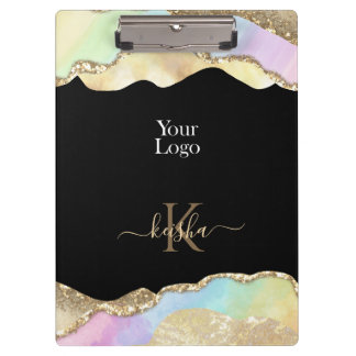 Porte-bloc Paillettes d'or fausses et vagues de pastel Bling