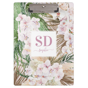 Porte-bloc Pampas herbe, orchidée, feuillage tropical texte
