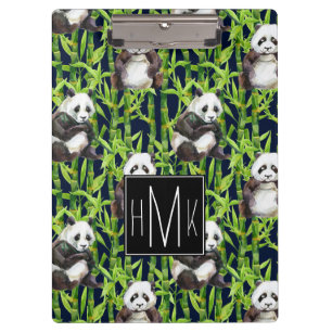 Porte-bloc Panda avec le monogramme en bambou du motif
