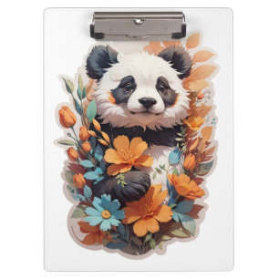 Porte-bloc Panda Bear avec des Fleurs sauvages