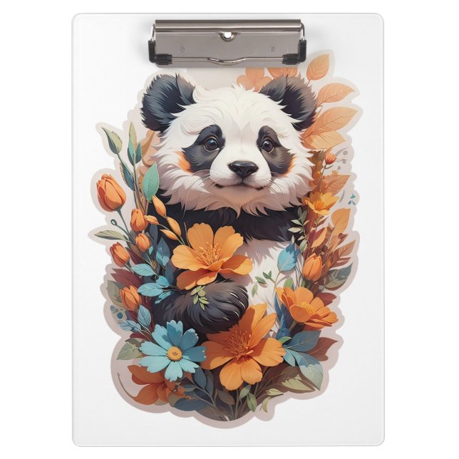 Porte-bloc Panda Bear avec des Fleurs sauvages (Devant)