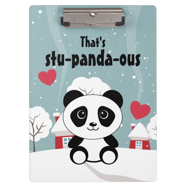 Porte-bloc Panda Bébé Cute En Hiver Gris Neige (Devant)