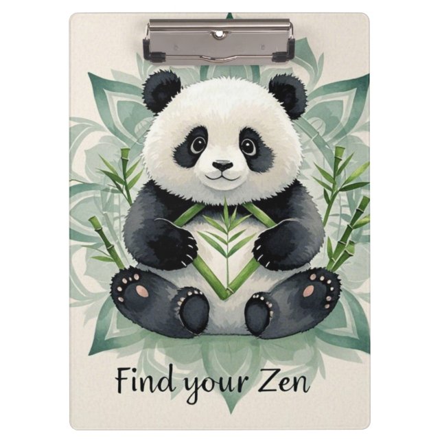 Porte-bloc Panda Chubby assis dans une pose de lotus Zen (Devant)