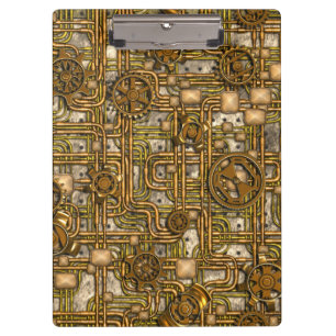Porte-bloc Panneau de Steampunk - vitesses et tuyaux - laiton
