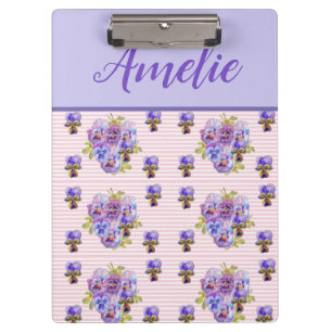 Porte-bloc Pansy Shabby Viola violet rose Vintage Floral Art
