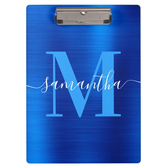Porte-bloc Papier à en-tête Monogramme Royal Bleu Foil  (Devant)