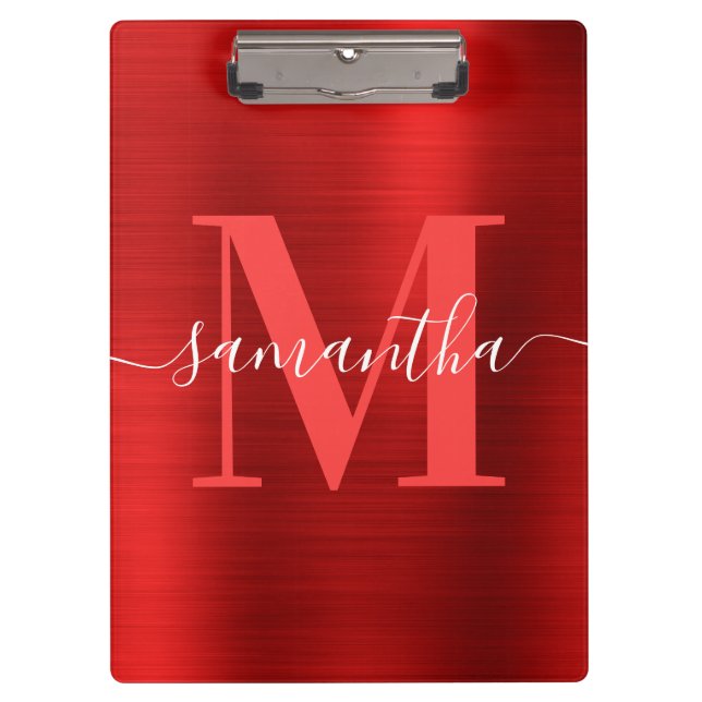 Porte-bloc Papier à motif monogramme rouge brillant  (Devant)