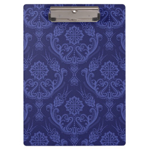 Porte-bloc Papier peint floral bleu de luxe de damassé