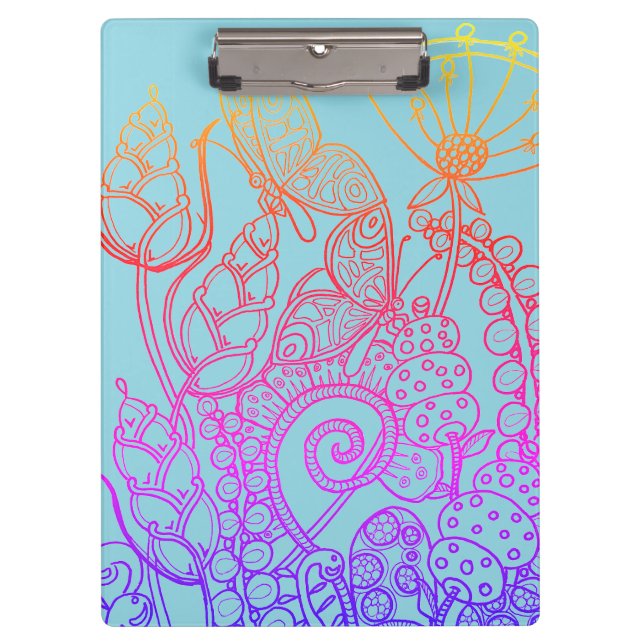 Porte-bloc Papillon arc-en-ciel Turquoise Ombre (Devant)