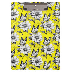 Porte-bloc Papillon sur Motif Fleur Design Jaune