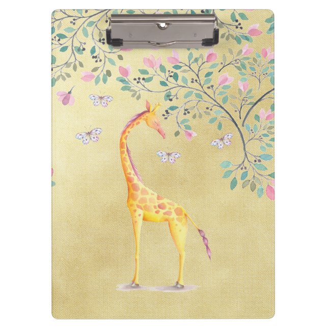 Porte-bloc Papillons et fleur de girafe d'aquarelle (Devant)