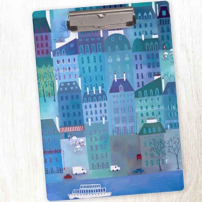 Porte-bloc Paris Art (Paris France blue art clipboard)