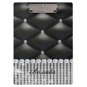 Porte-bloc parties scintillant argent noir monogramme