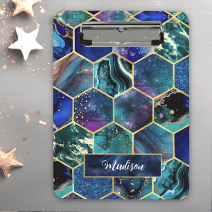 Porte-bloc Parties scintillant chic en faux girly bleu turquo