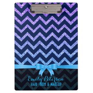 Porte-bloc Parties scintillant colorée Blue Zigzag Chevron Mo