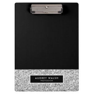 Porte-bloc Parties scintillant en argent de luxe fille noir