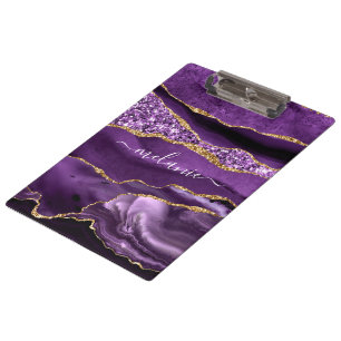 Porte-bloc Parties scintillant en or violet Marbre Porte - bl