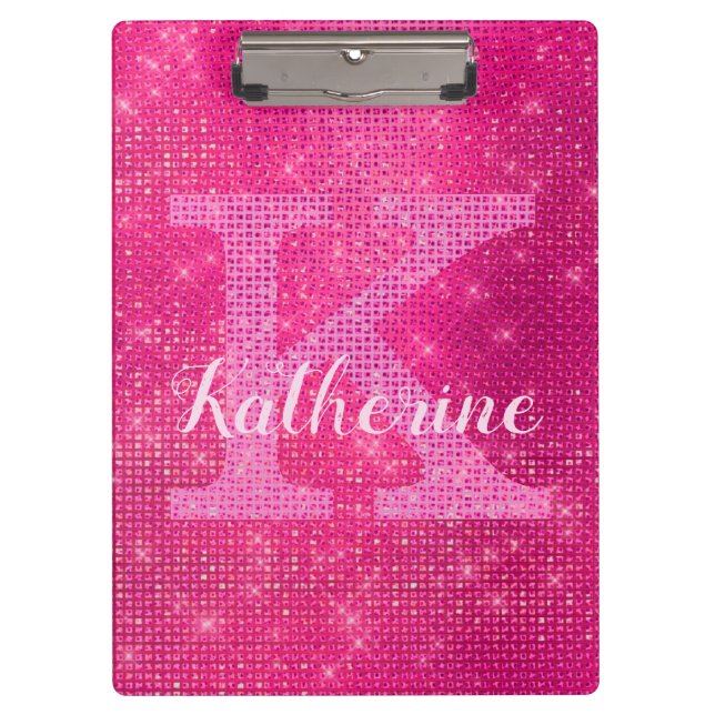 Porte-bloc Parties scintillant rose-chaud Glam Sparkle Nom du (Devant)