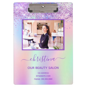 Porte-bloc Parties scintillant rose violet salon de beauté ph