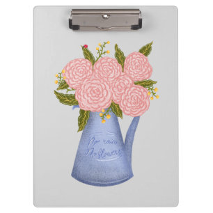 Porte-bloc Pas de pluie pas de fleurs arrosoir avec des fleur