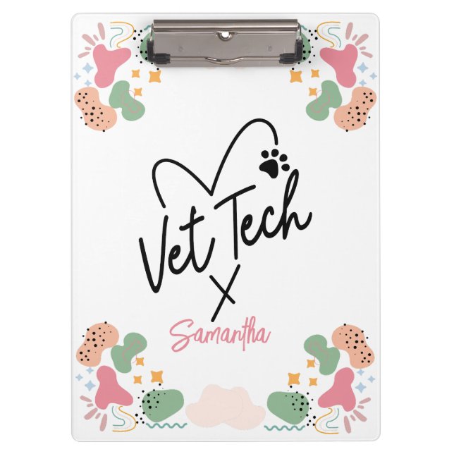 Porte-bloc Pastel abstrait forme motif Vet Tech Coeur (Devant)
