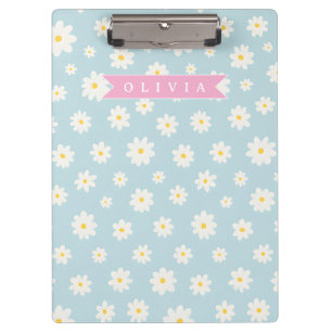 Porte-bloc Pastel Bleu Personnalisé Fleur de Coquette Féminin