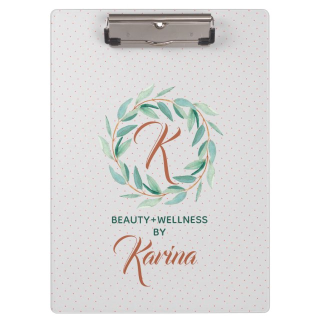 Porte-bloc Pastel Green Eucalyptus Leafs Wreath (Devant)