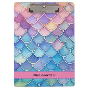 Porte-bloc Pastel Mermaid Scale Nom personnalisable