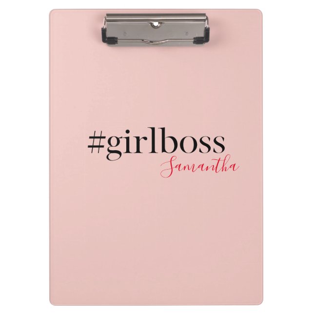 Porte-bloc Patron et nom de fille rose moderne | best Girly G (Devant)