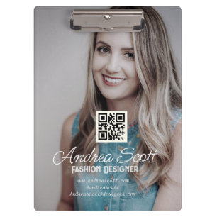 Porte-bloc patronne d'entreprise ajouter photo nom q r code t