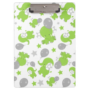 Porte-bloc Pattern of Green Elephants, Cute Elephants, stars