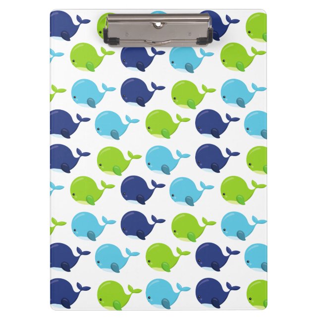 Porte-bloc Pattern of Whales, Cute Whales, Sea Animals (Devant)