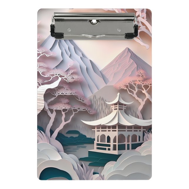 Porte-bloc Pavillon de découpe de papier Paysage Mini Porte - (Devant)