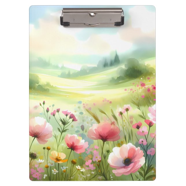 Porte-bloc Paysage de prairie fleurie pastel (Devant)