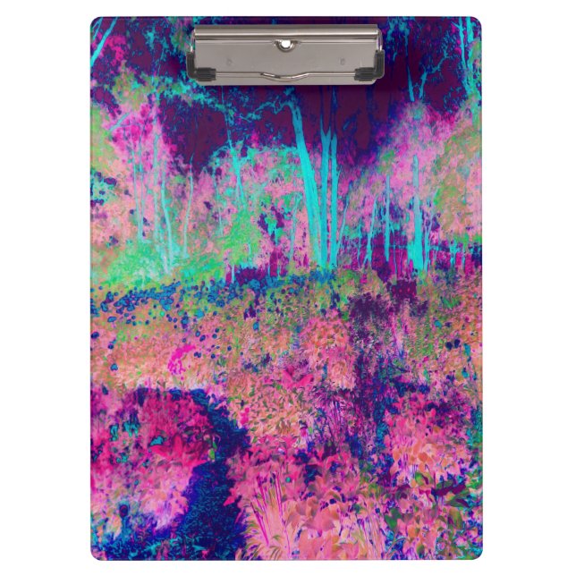 Porte-bloc Paysage Impressionniste Violet et Rose Chaud (Devant)