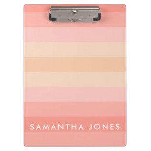 Porte-bloc Peach Ombre Simple Stripe Personnaliser Nom