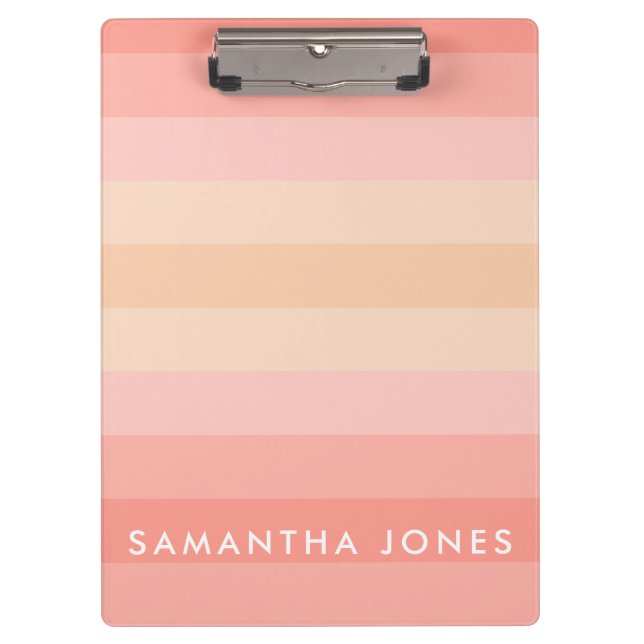 Porte-bloc Peach Ombre Simple Stripe Personnaliser Nom (Devant)