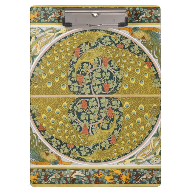 Porte-bloc Peacock Art Nouveau Style rond design complexe (Devant)