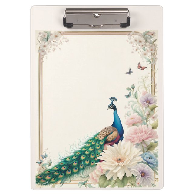 Porte-bloc Peacock Bleu dans le Jardin des Fleurs Pastel (Devant)