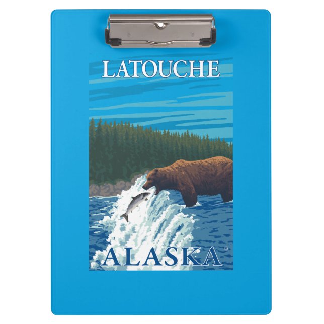 Porte-bloc Pêche d'ours en rivière - Latouche, Alaska (Devant)