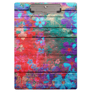 Porte-bloc Peinture à fleurs couleur art sur bois #2