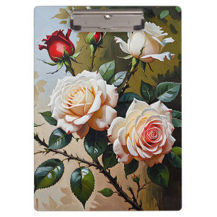 Porte-bloc Peinture à l'huile rose blanche et rouge