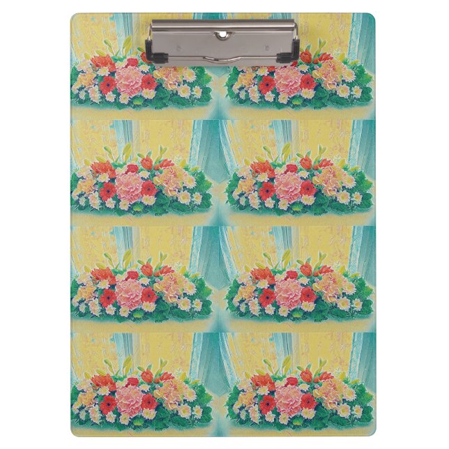 Porte-bloc Peinture colorée de fleurs (Devant)