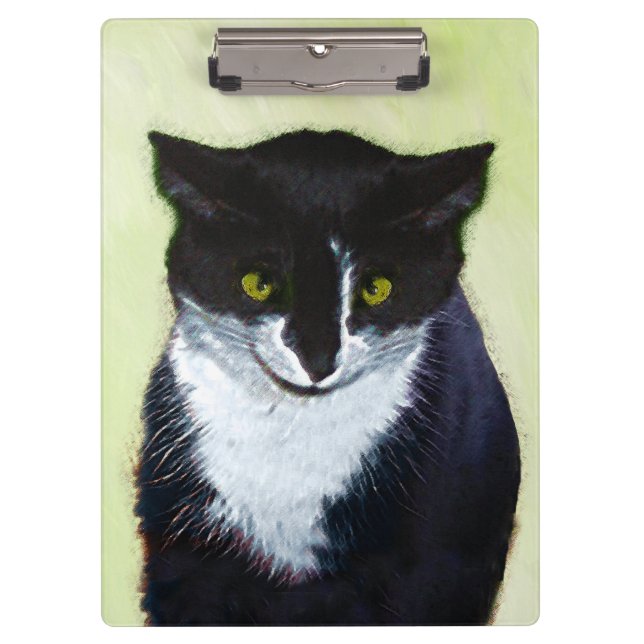 Porte-bloc Peinture de chat Tuxedo - Cute Original Cat Art (Devant)