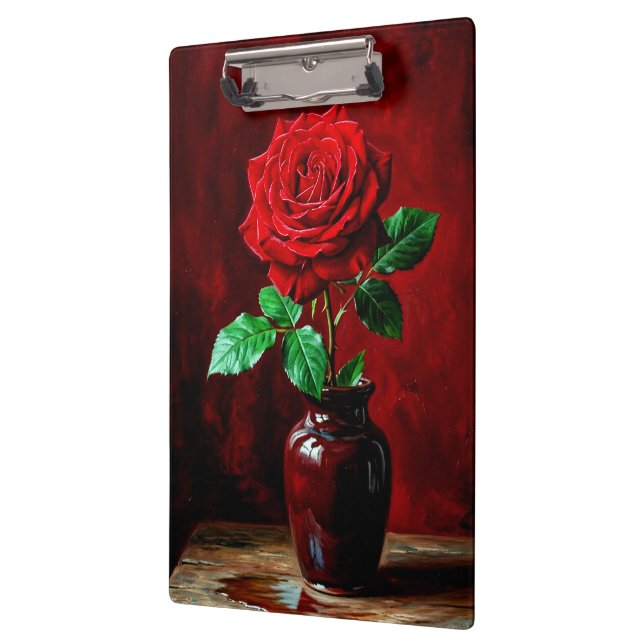 Porte-bloc Peinture de fleurs de rose rouge  (Gauche)
