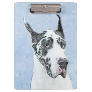 Porte-bloc Peinture de Great Dane (Arlequin) - Art original d
