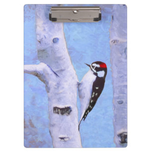 Porte-bloc Peinture Downy Woodpecker - Art original pour oise