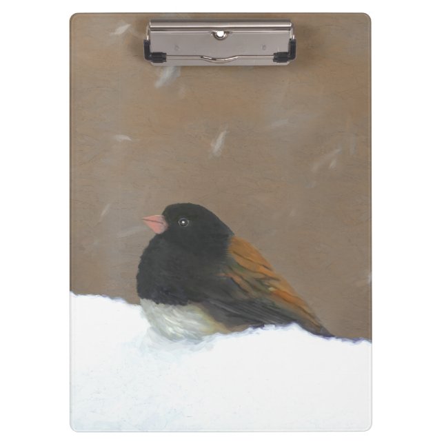 Porte-bloc Peinture Junco foncée - Art original pour oiseaux (Devant)