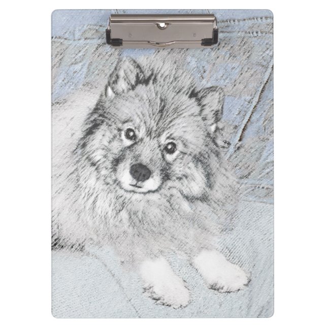 Porte-bloc Peinture Keeshond Beth - Joli art original chien (Devant)