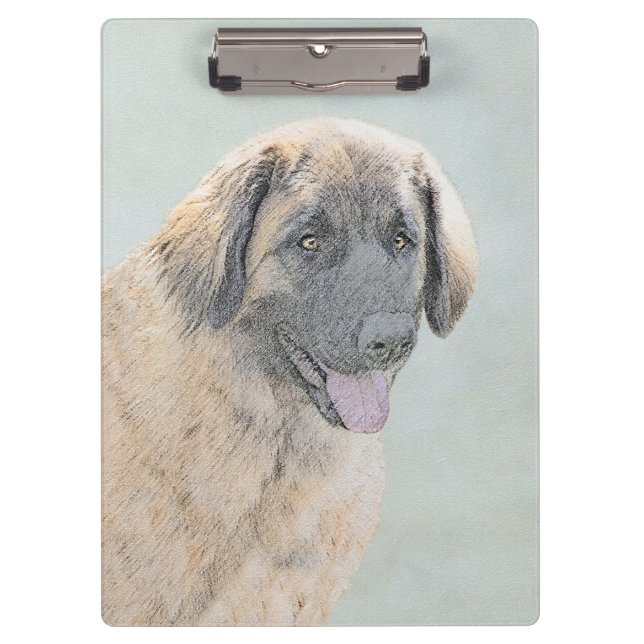 Porte-bloc Peinture Leonberger - Joli art original chien (Devant)